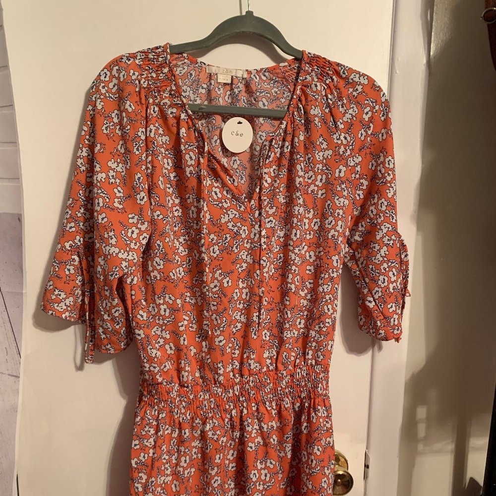 Cloe Orange Floral Midi Dress